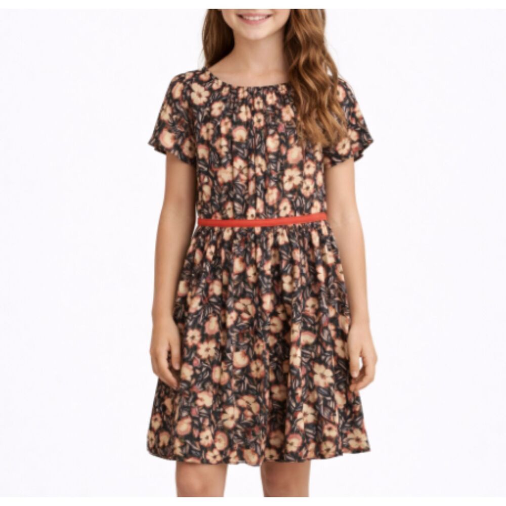 Gymboree Girls Floral Dress Size 14 XL Lined Short Sleeve Rayon Over Knee